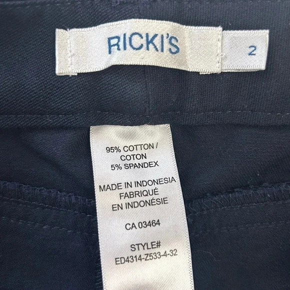 Ricki’s Slim Fit Pants Zip Pocket  Moto Stretch Micro Twill Navy Blue Size 2 - Picture 9 of 15